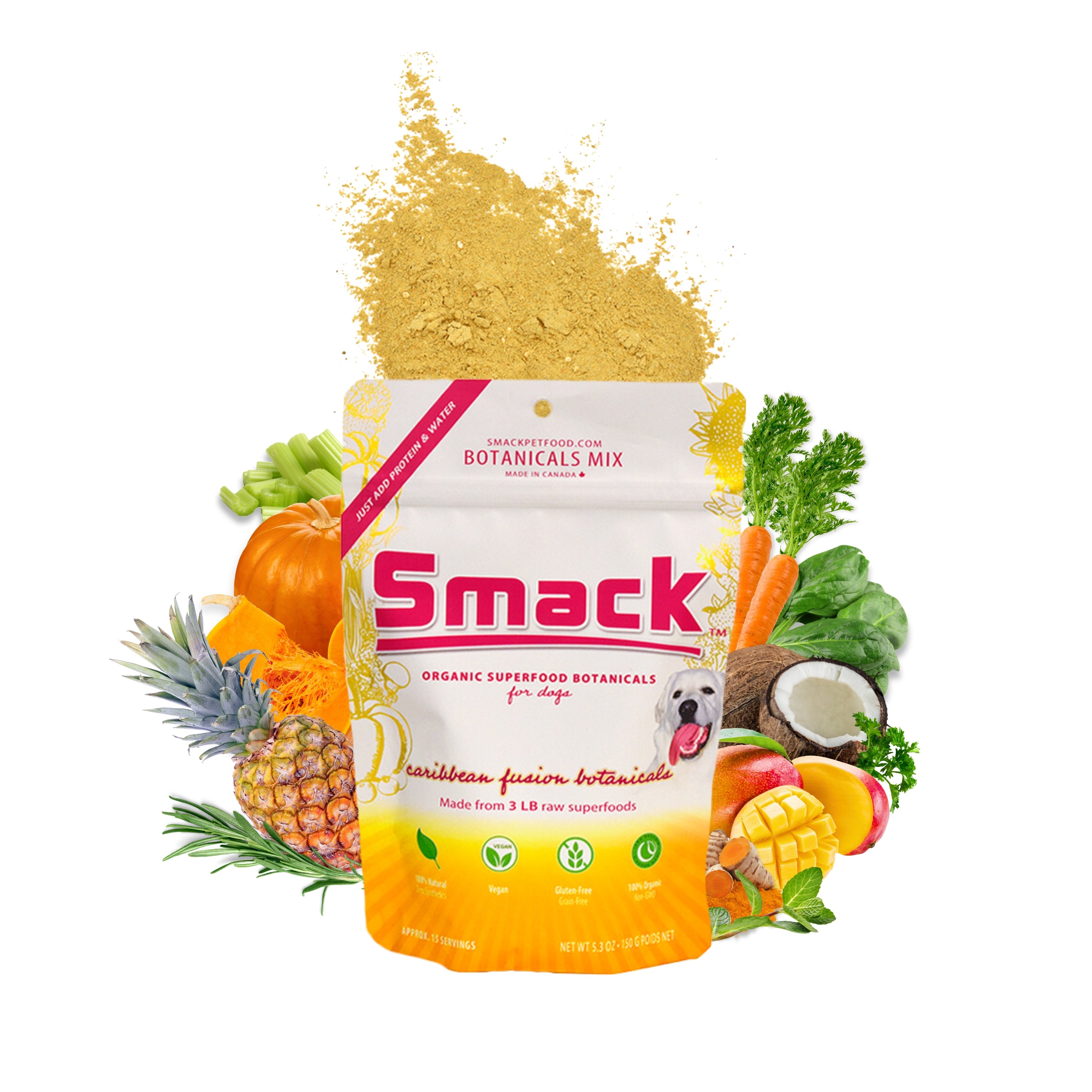 Smack Caribbean Fusion Botanicals raw dehydrated dog food bag Main image