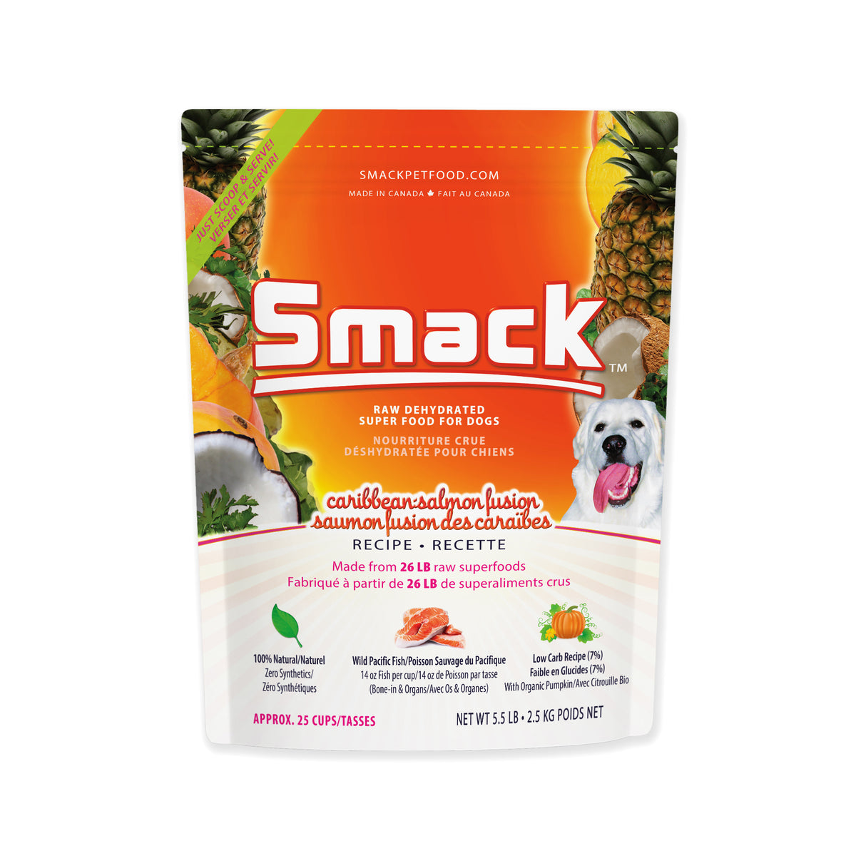Caribbean-Salmon Fusion raw dehydrated dog food 2.5kg bag front view