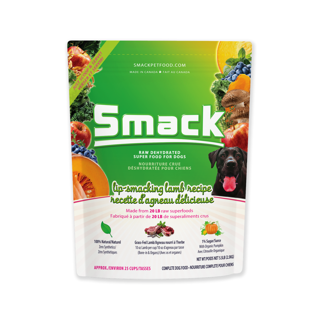 Lip-Smacking Lamb raw dehydrated dog food 2.5kg bag front view