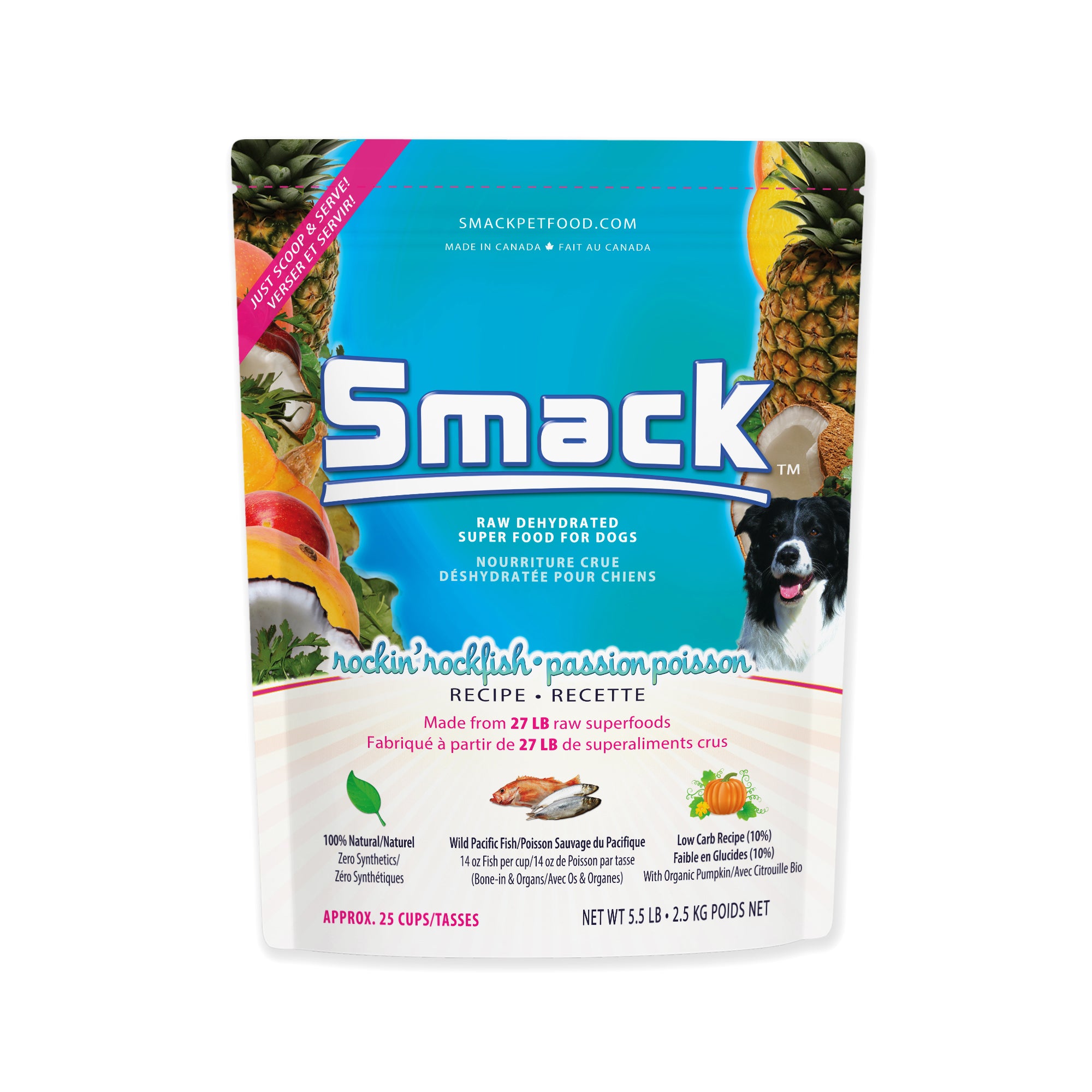 Rockin' Rockfish raw dehydrated dog food 2.5kg bag front view Main image
