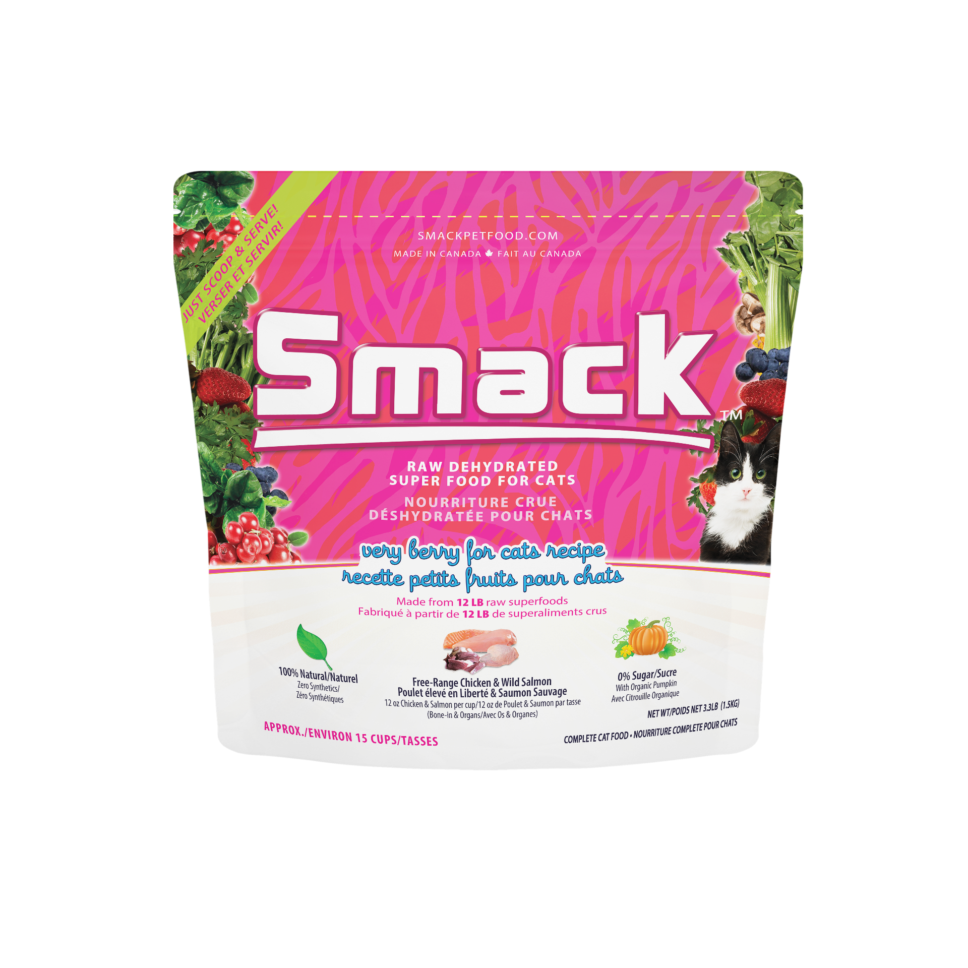 Very Berry for Cats raw dehydrated cat food 1.5kg bag front view Main image